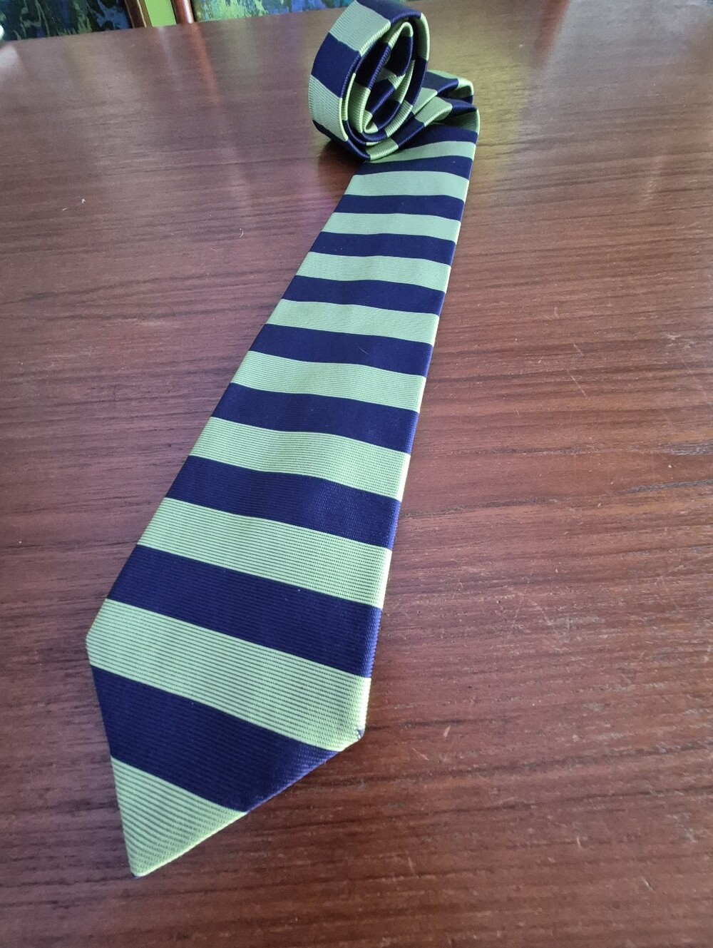Brooks Brothers Striped Navy and Green Men's Tie